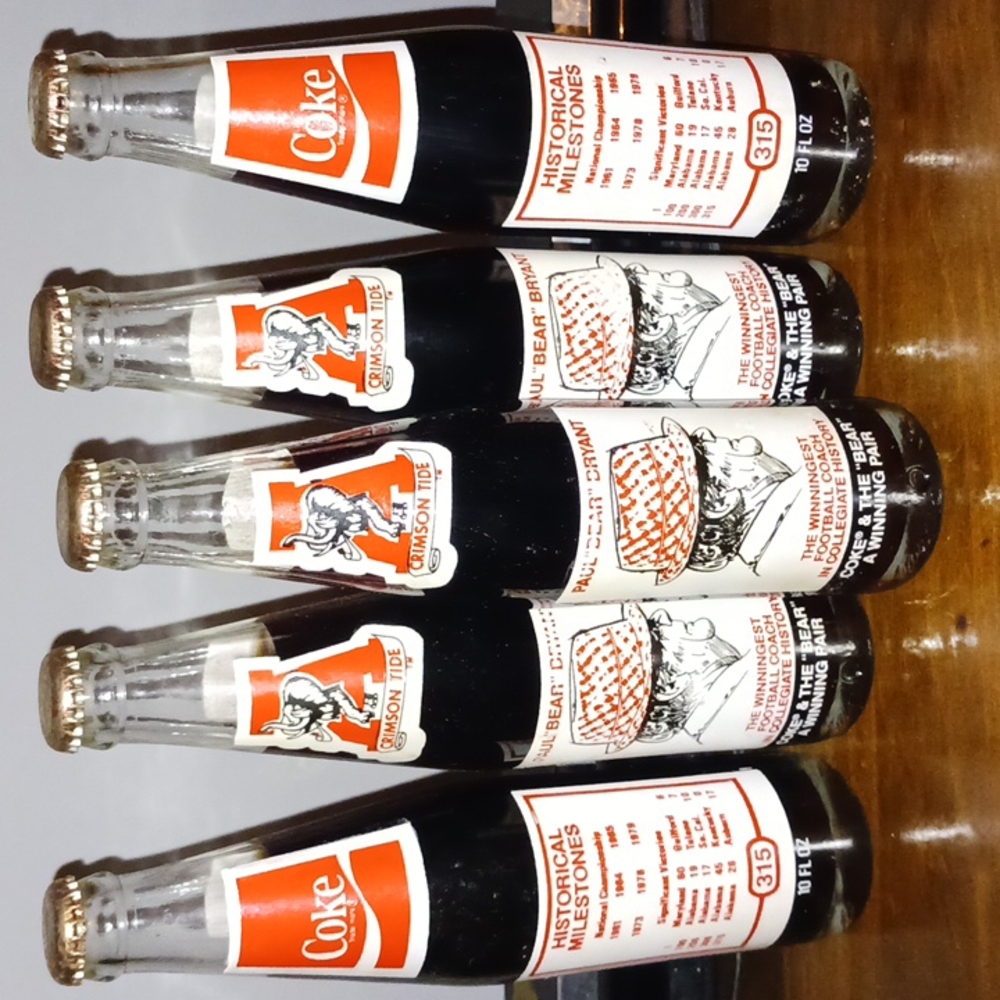 Bear Bryant Coke bottles unopened. Askin $15 each. Will negotiate.